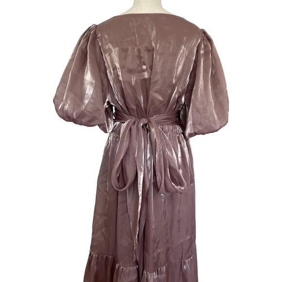 Polagram Shimmer Tiered Wrap Maxi Dress Size XXL Lavender Fairy Festive Event - Picture 4 of 8